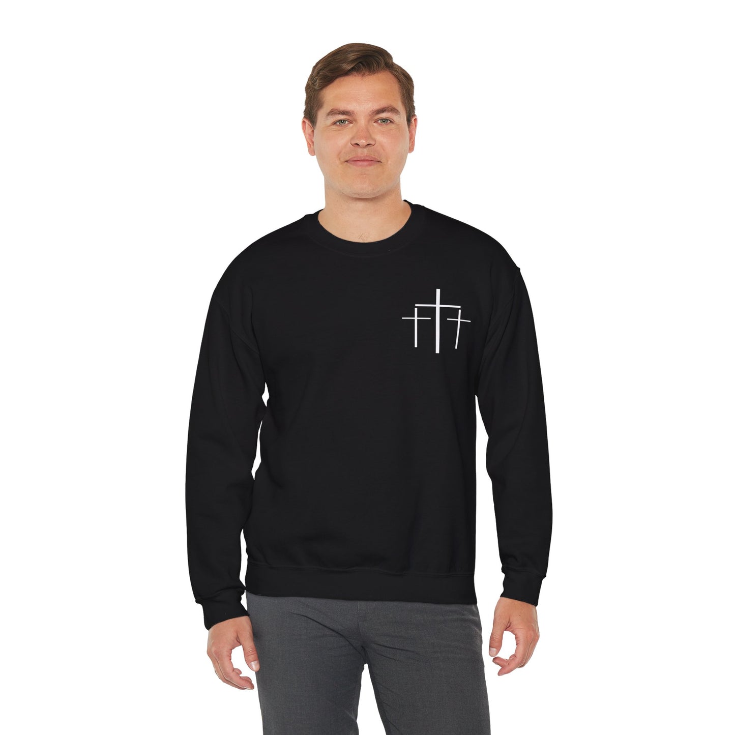 Faith Over Fear 3 Crosses  Unisex Heavy Blend™ Crewneck Christian Sweatshirt