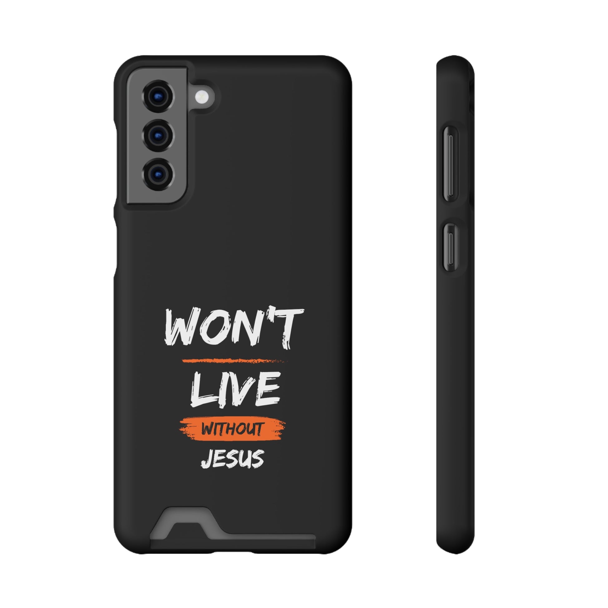 Won't Live Without Jesus Christian Phone Case With Card Holder Printify