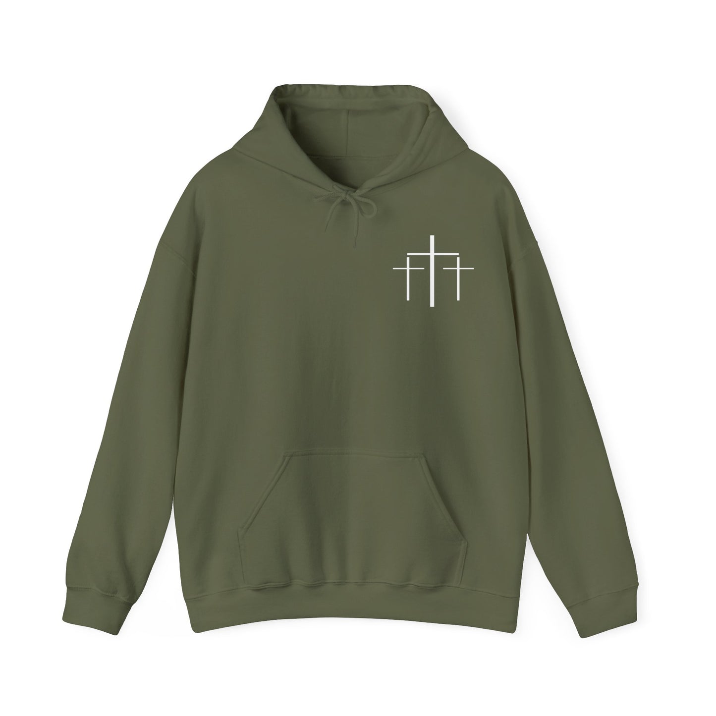 Faith Over Fear 3 Crosses  Unisex Christian Hooded Pullover Sweatshirt