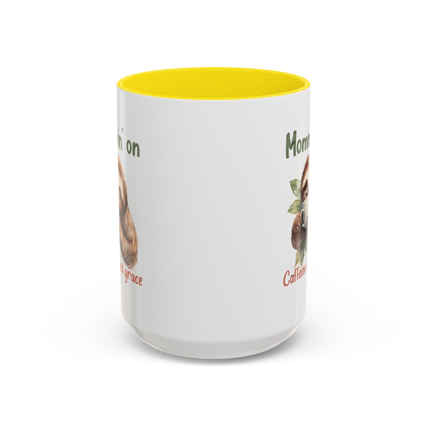 Sloth Mom Coffee Accent Mug - 'Mommin' on Caffeine and Grace' - Cute Gift for Christian Moms
