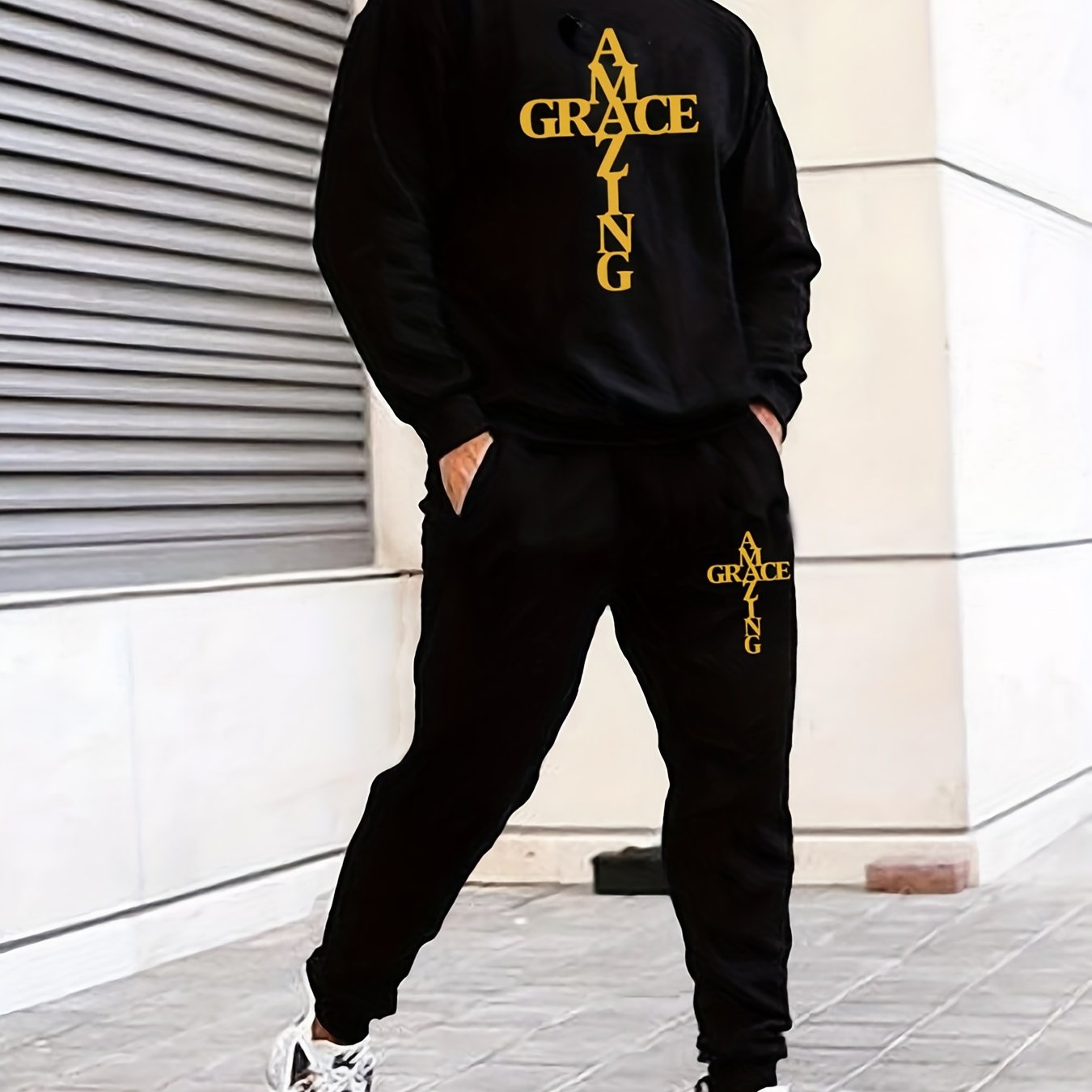Amazing Grace Men's Christian Casual Outfit claimedbygoddesigns