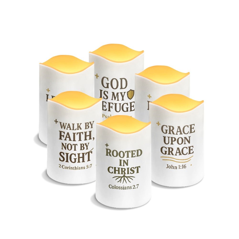 Faith & Encouragement Christian Solar Wave Candles Set of 6 - ClaimedbyGodDesigns