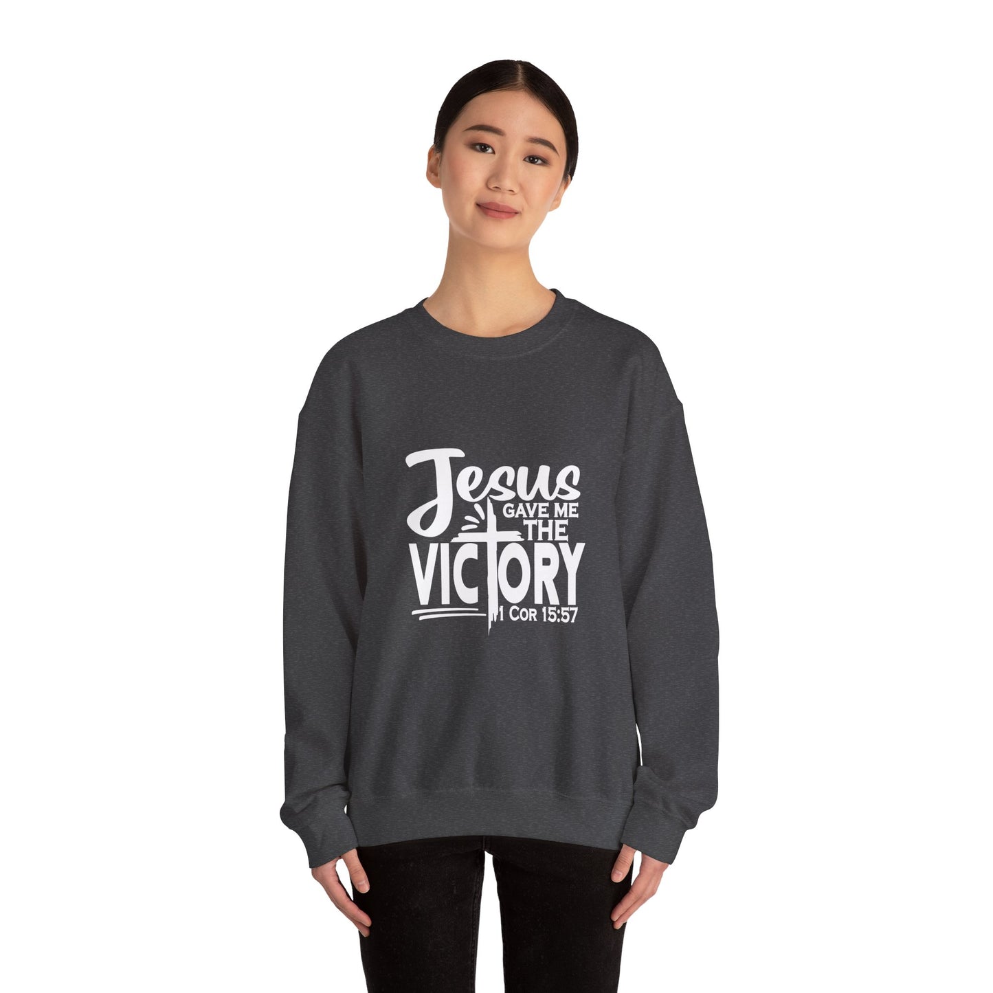 Jesus Gave Me The Victory Unisex Heavy Blend™ Crewneck Christian Sweatshirt