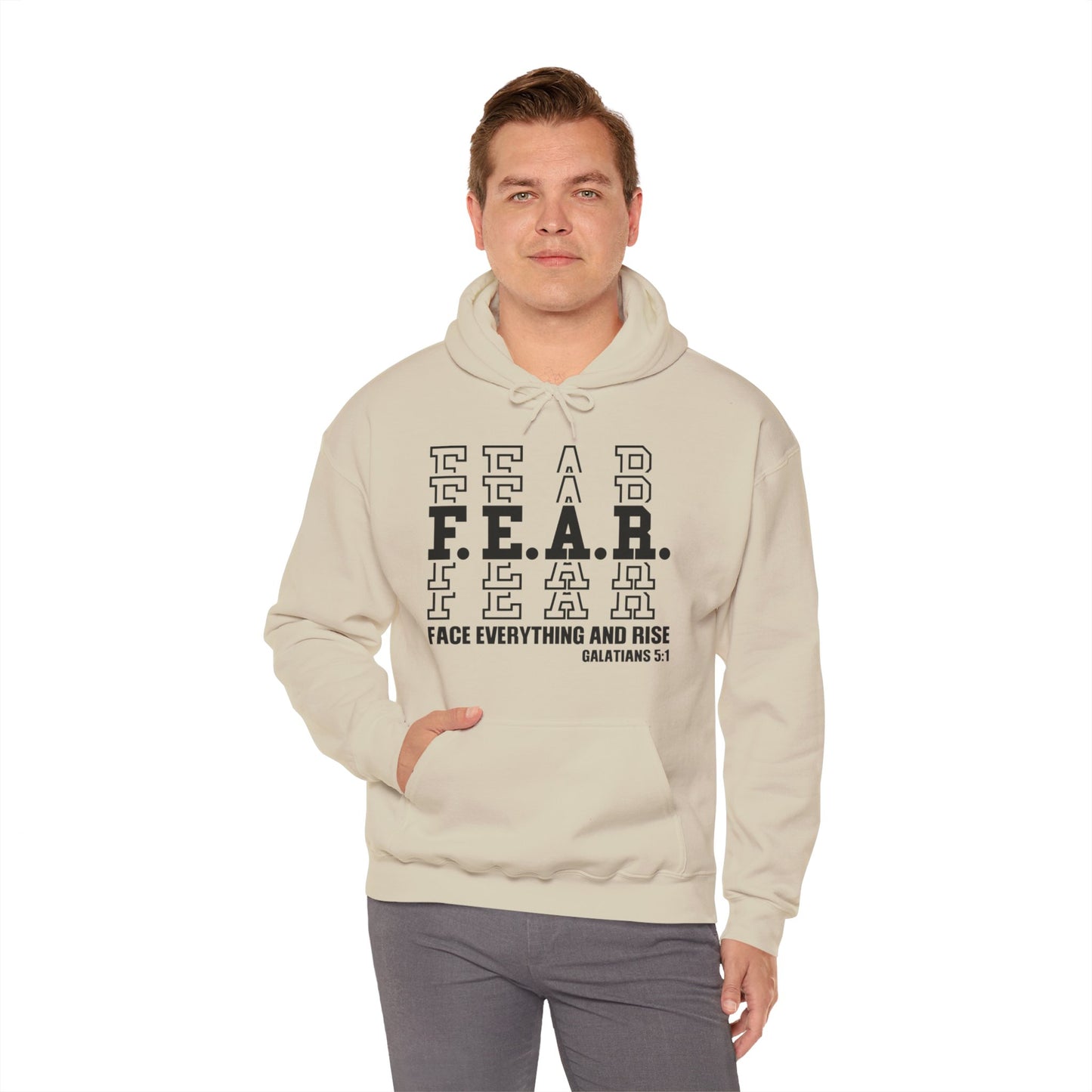 FEAR Face Everything And Rise Unisex Christian Hooded Pullover Sweatshirt