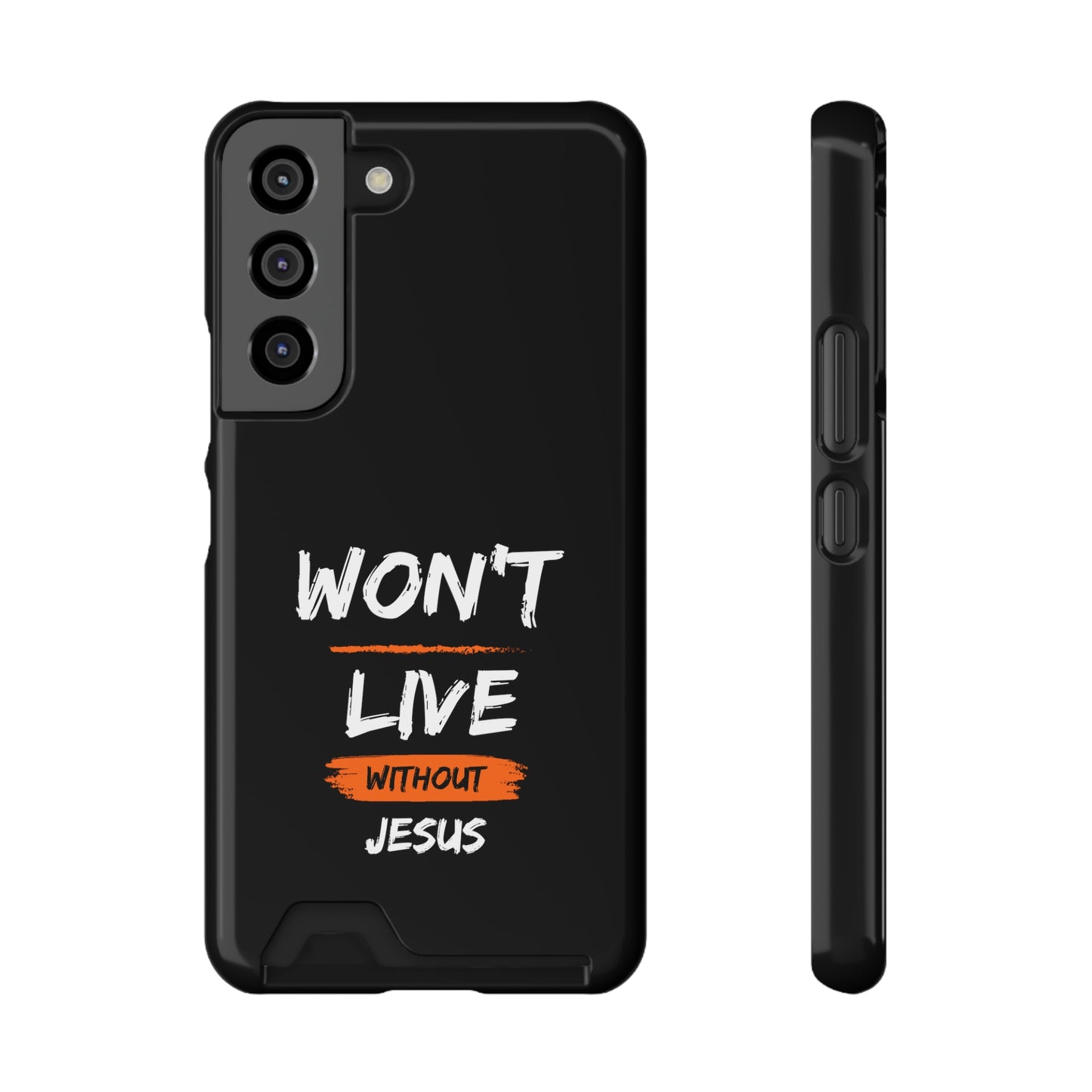 Won't Live Without Jesus Christian Phone Case With Card Holder Printify