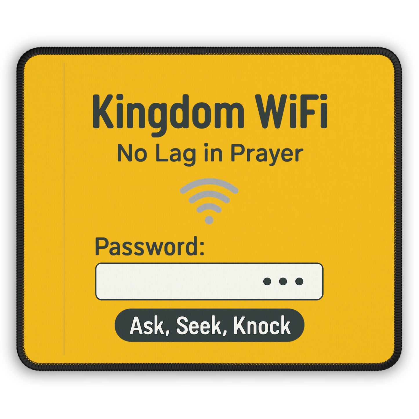Kingdom WiFi Gaming Mouse Pad, Prayer Decor, Gamer Desk Accessory, Yellow Tech Gift, Christian Gamer Gift - ClaimedbyGodDesigns