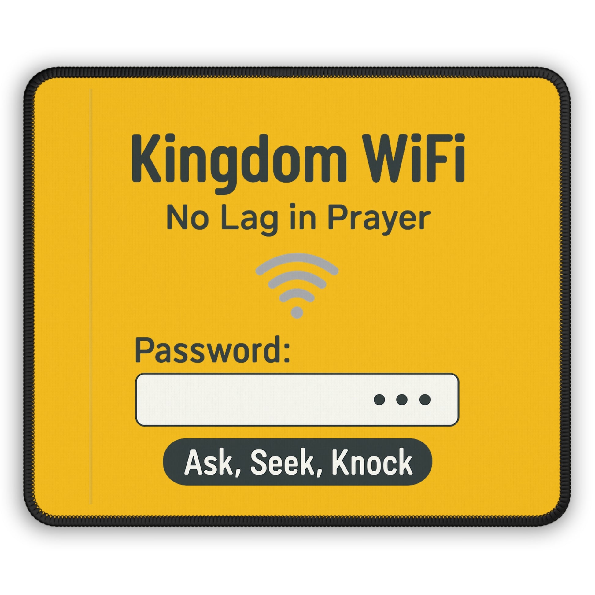 Kingdom WiFi Gaming Mouse Pad, Prayer Decor, Gamer Desk Accessory, Yellow Tech Gift, Christian Gamer Gift - ClaimedbyGodDesigns