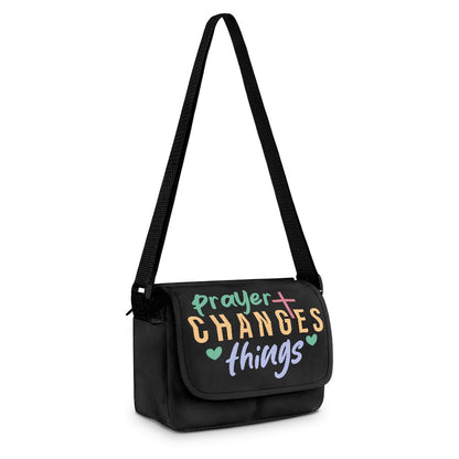 Prayer Changes Things Christian Kids Flap Crossbody Bag