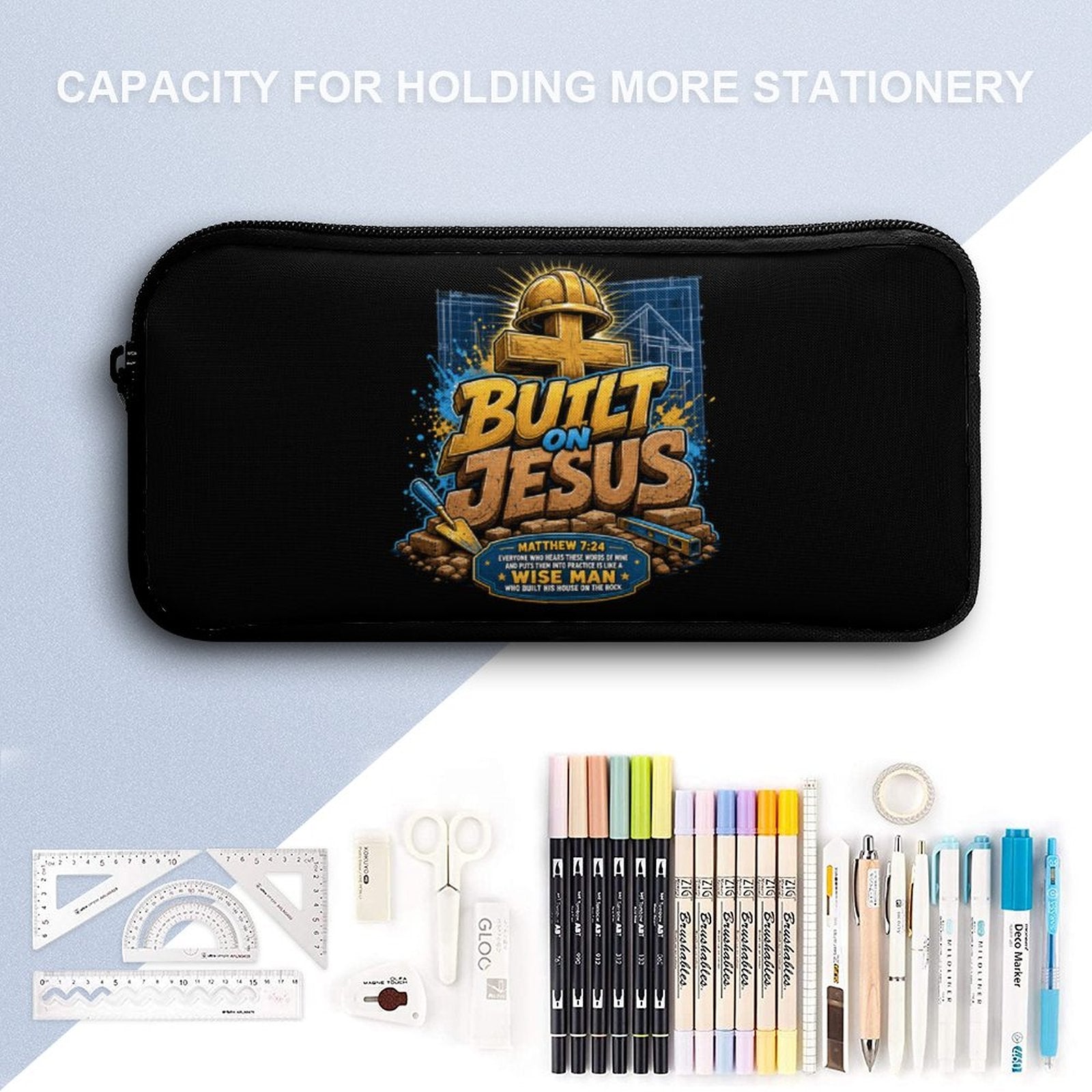 Built On Jesus Christian 3 PCS Bag Set (Backpack, Lunch Bag and Pencil Case) - ClaimedbyGodDesigns