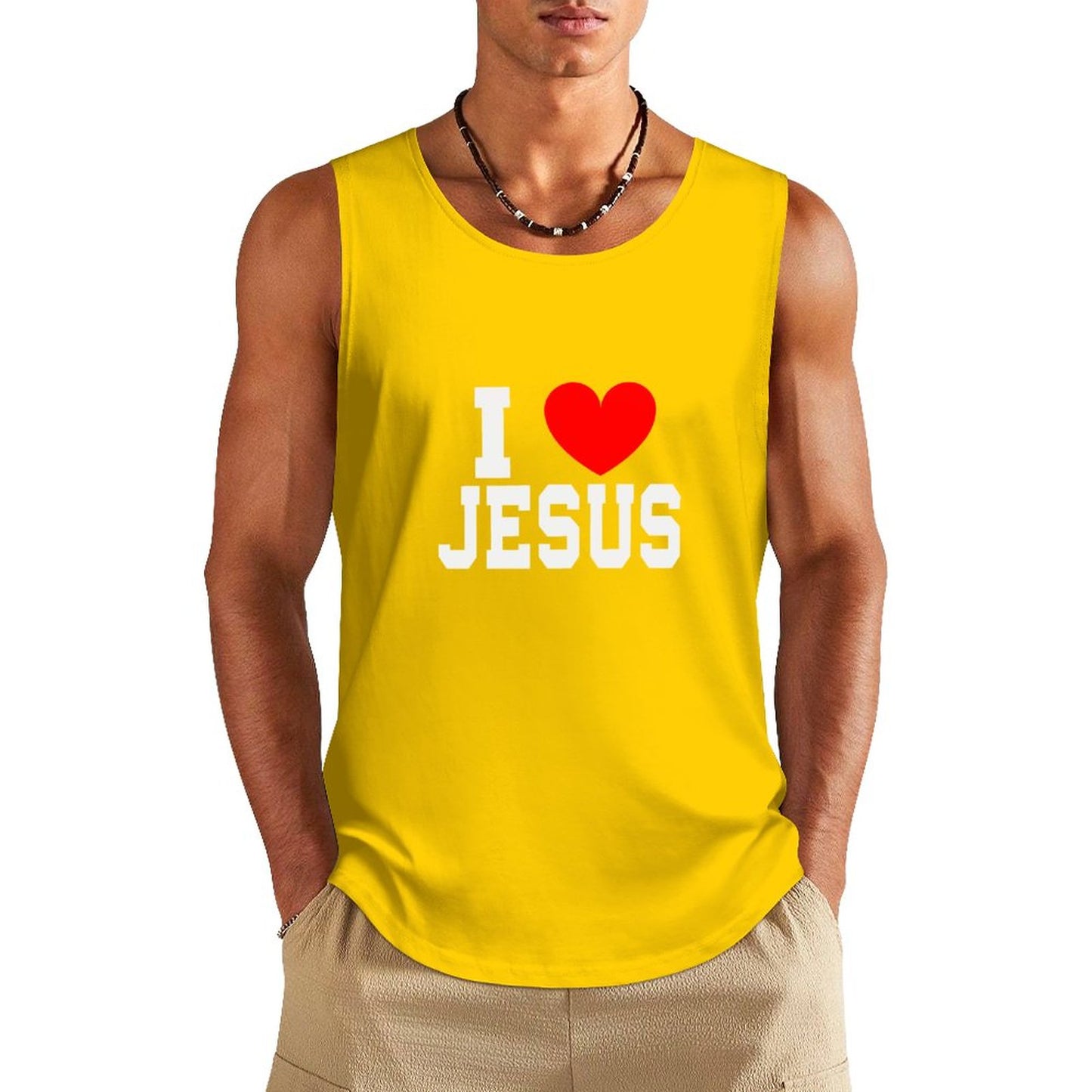 I Love Jesus Men's Christian Cotton Tank Top