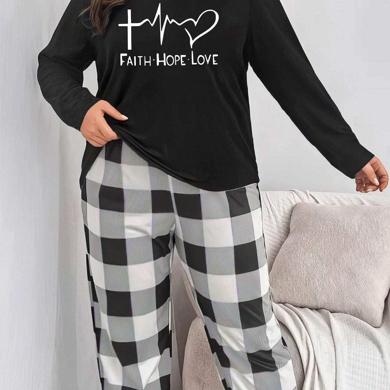 Faith Hope Love Plus Size Women's Christian Pajamas claimedbygoddesigns
