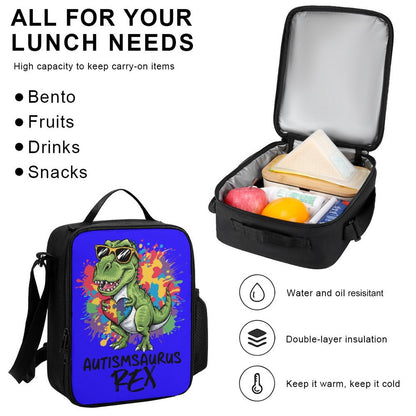 Autism Awareness Dino Lovers Set of 3 Bags (Shoulder Bag Lunch Bag & Pencil Pouch)