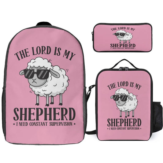 I Need Constant Supervision (girl) 3 Pcs Christian School Backpack Set for Kids (Backpack, Lunch Bag and Pencil Case)