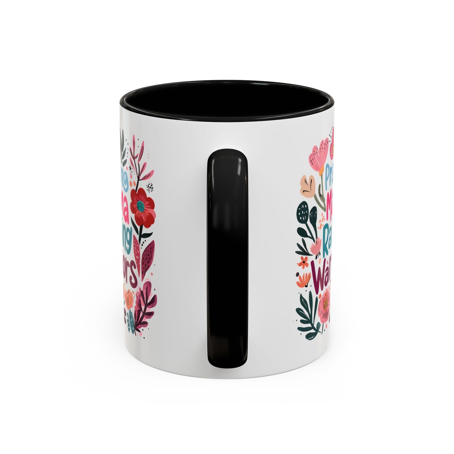 Floral Inspirational Coffee Accent Mug - Praying Mama Raising Warriors, Gift for Moms, Mother's Day Mug, Motivational Cup, Unique Kitchenware