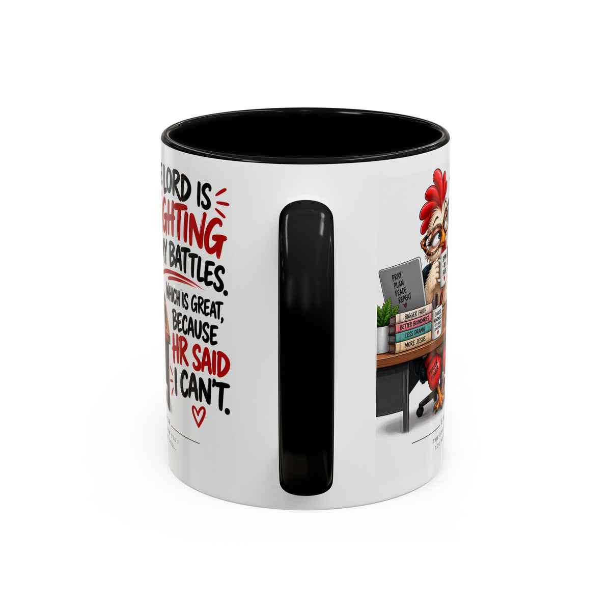 Inspirational Accent Coffee Mug — “The Lord Is Fighting My Battles” Faith Quote (11/15oz)