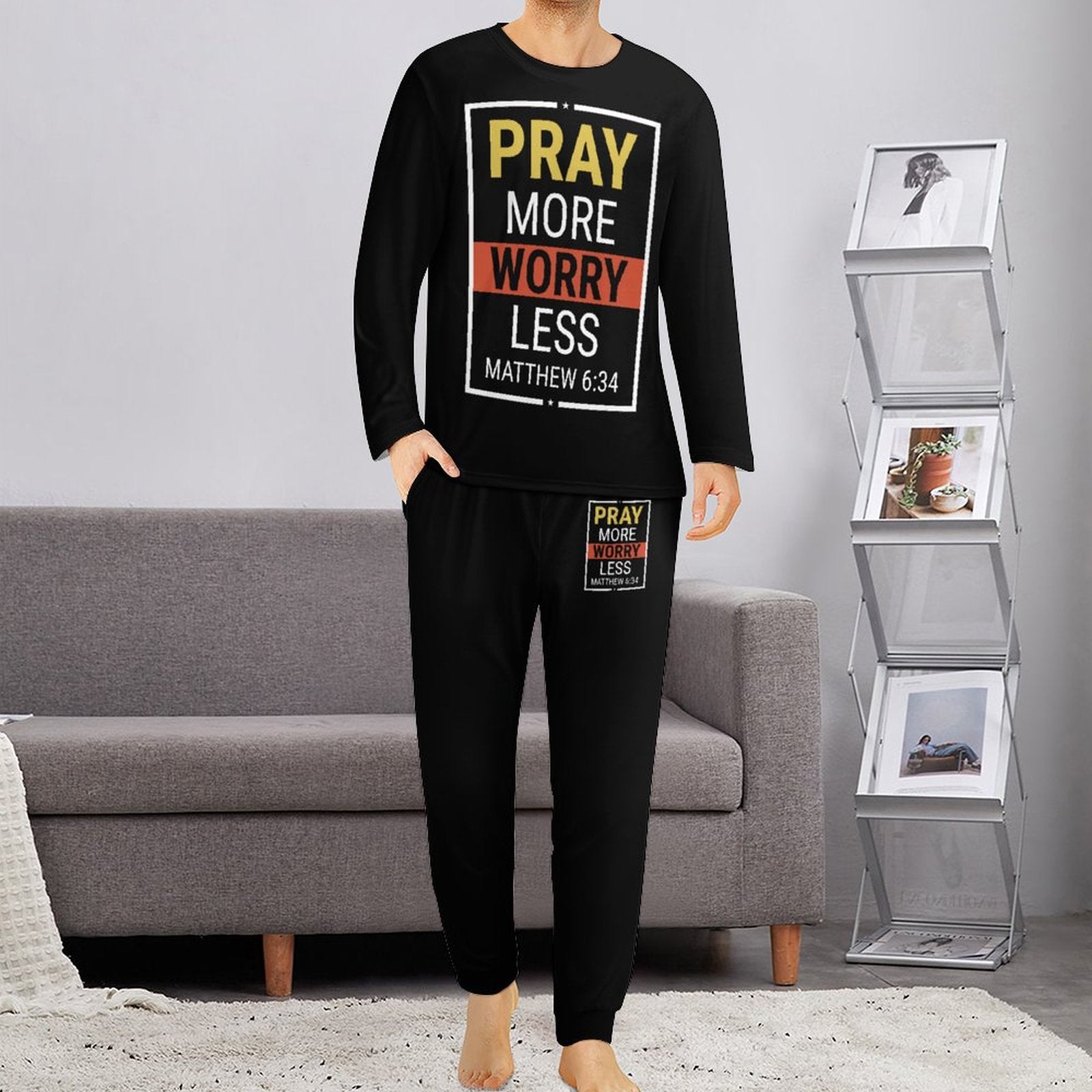 Pray More Worry Less Men's Christian Pajamas SALE-Personal Design