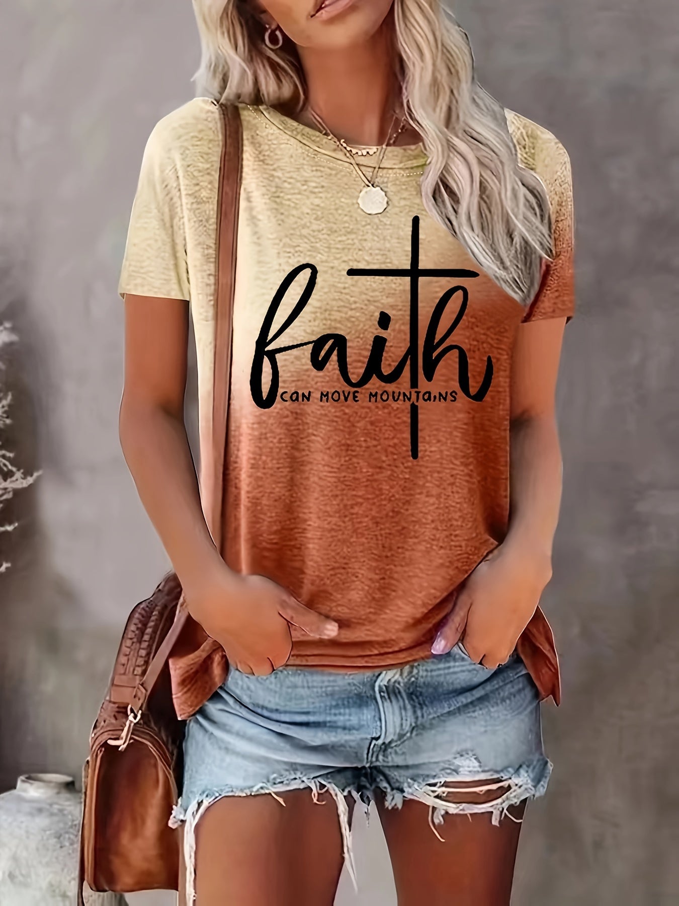 Faith Can Move Mountains Women's Christian T-Shirt claimedbygoddesigns