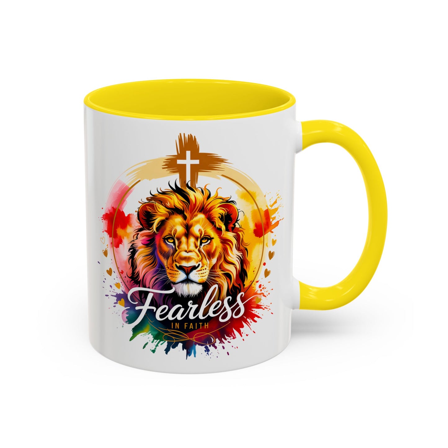 Fearless in Faith Lion Coffee Accent Mug - 11oz & 15oz Inspirational Drinkware