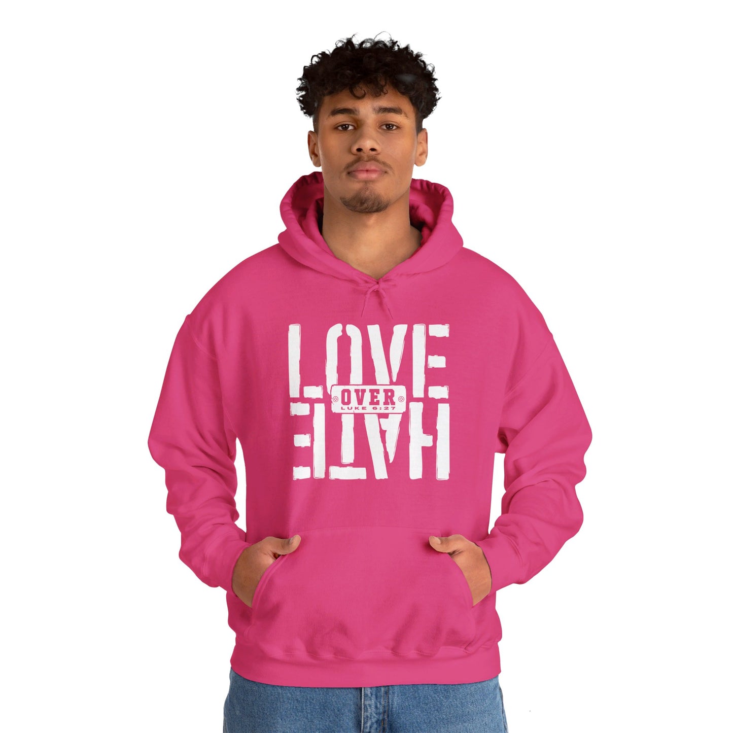 Love Over Hate Unisex Christian Pullover Hooded Sweatshirt