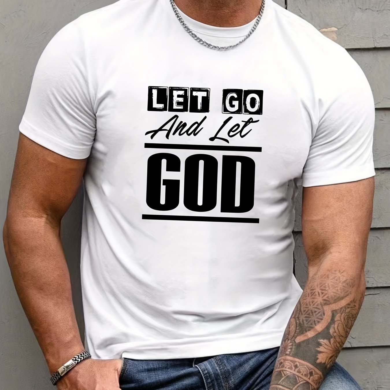 Let Go And Let God Men's Christian T-shirt claimedbygoddesigns