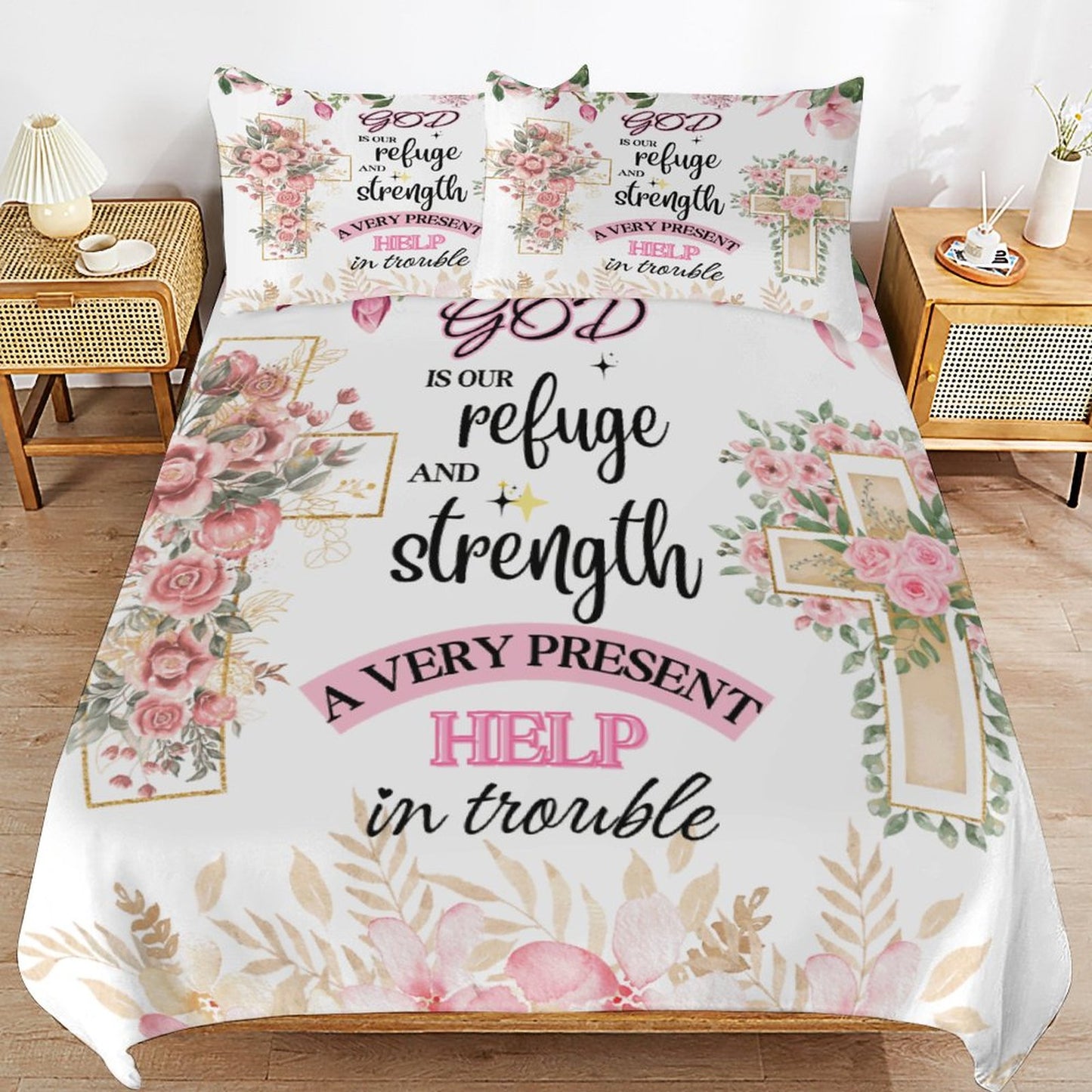 God Is Our Refuge And Strength A Very Present Help In Trouble 3-Piece Comforter Bedding Set-86"×70"/ 218×177cm SALE-Personal Design