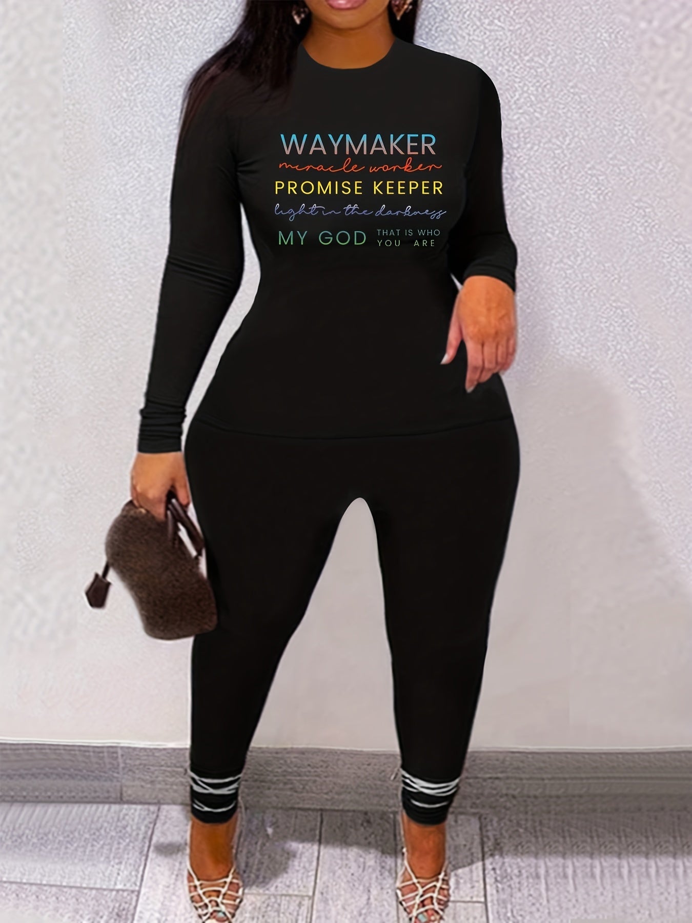 Waymaker, Miracle Worker, Promise Keeper My God Plus Size Women's Christian Casual Outfit claimedbygoddesigns