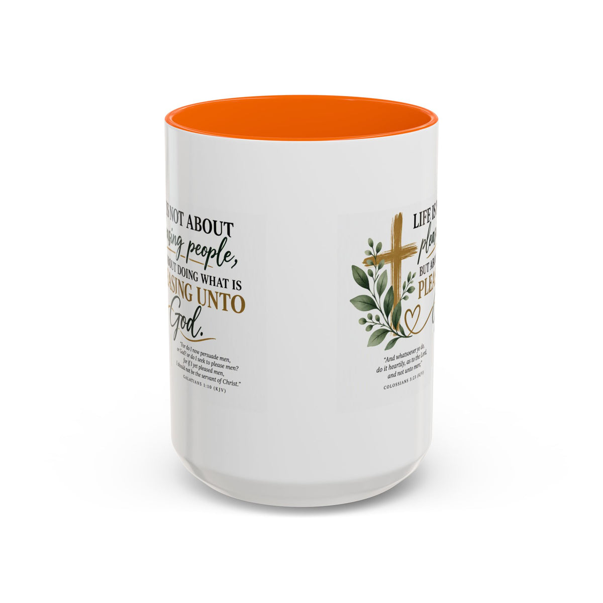 Christian Coffee Mug – "Pleasing Unto God" Inspirational Accent Mug (11/15oz)