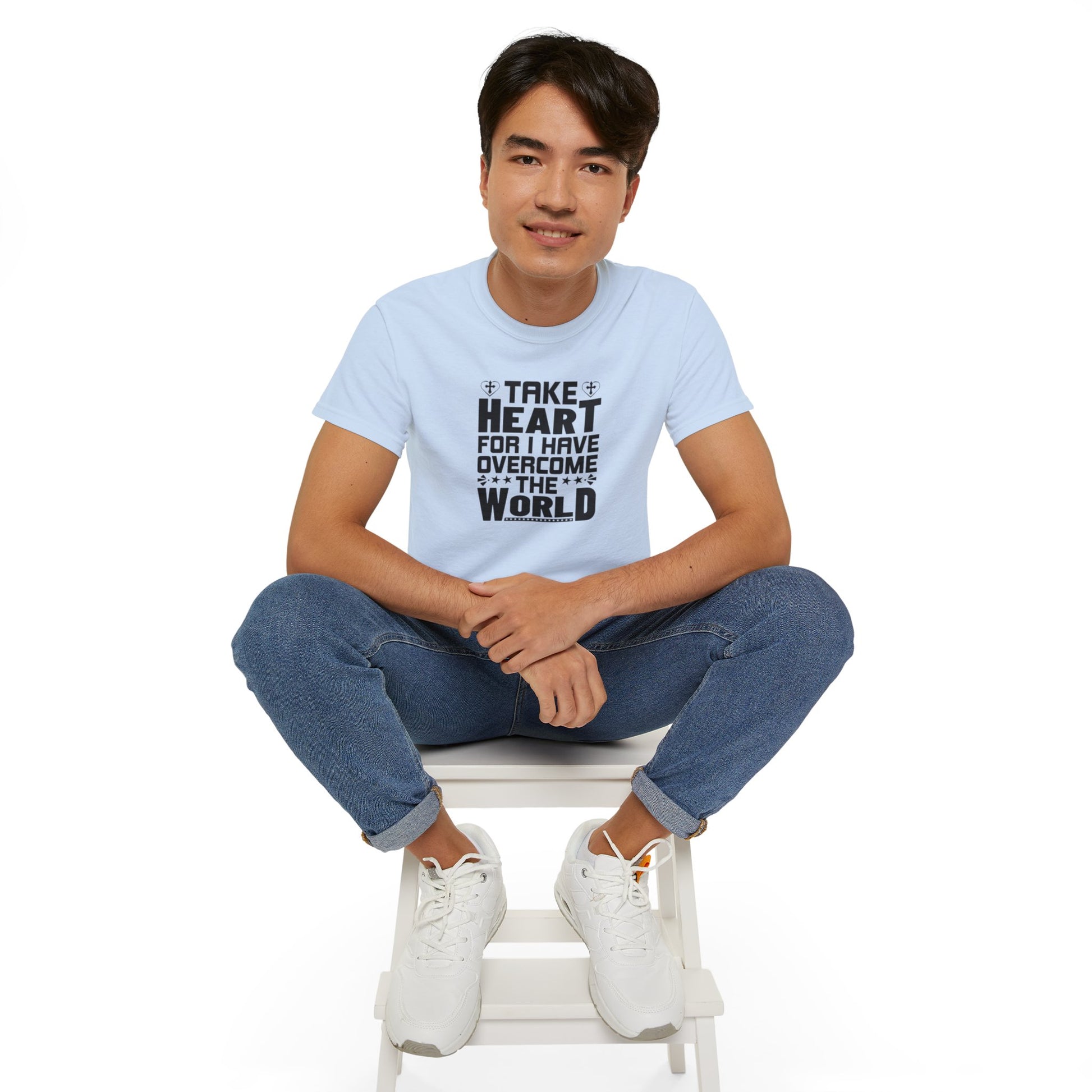 Take Heart For I Have Overcome The World Unisex Christian Ultra Cotton Tee Printify