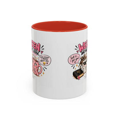 Coffee Mug — "We Listen and We Don't Judge" Inspirational Pink Ceramic Mug (11/15oz)