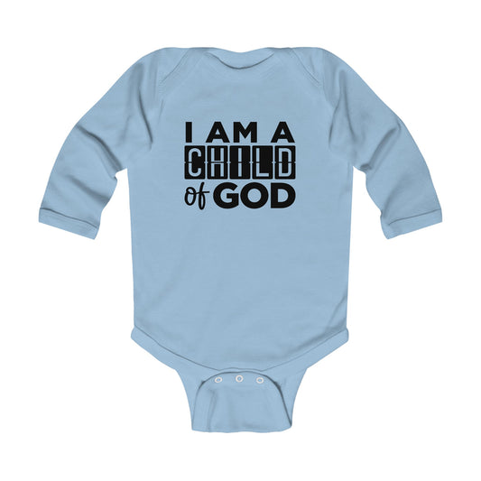 I AM A CHILD OF GOD Christian Long Sleeve BABY ONESIE