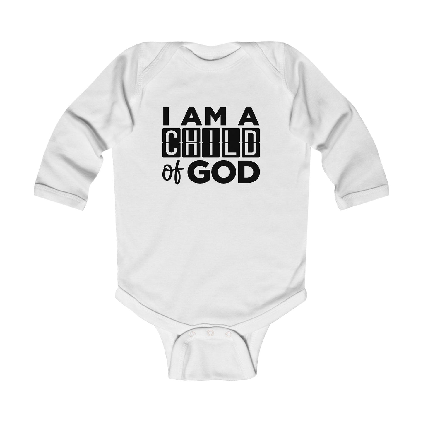 I AM A CHILD OF GOD Christian Long Sleeve BABY ONESIE