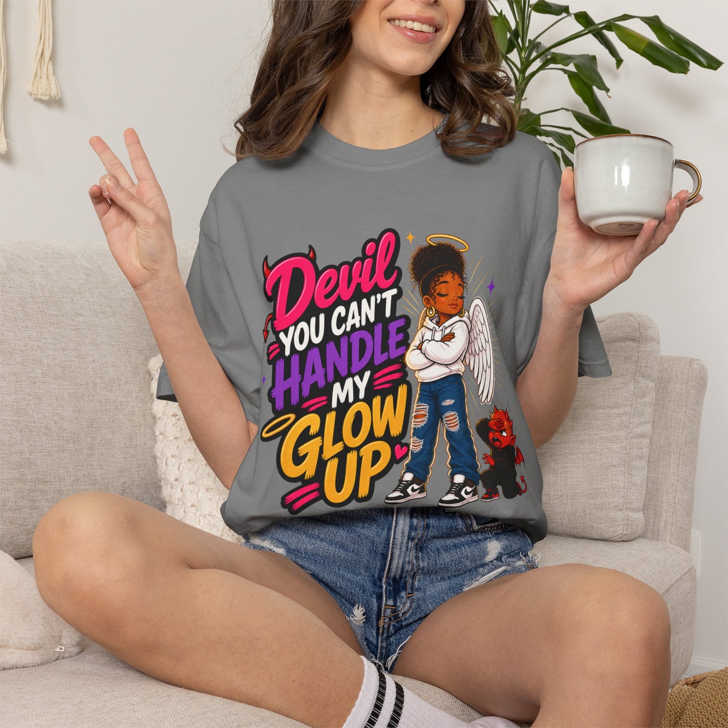 Devil You Can't Handle My Glow Up T-Shirt — Angel Girl Graphic Tee - ClaimedbyGodDesigns