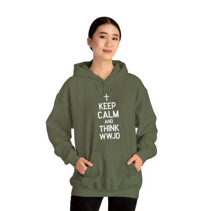Keep Calm And Think What Would He Do (wwjd)Unisex Christian Hooded Pullover Sweatshirt