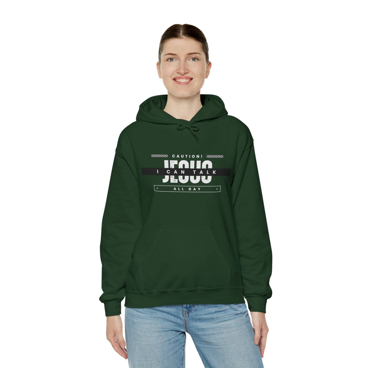 Caution I Can Talk Jesus All Day Unisex Hooded Sweatshirt Printify