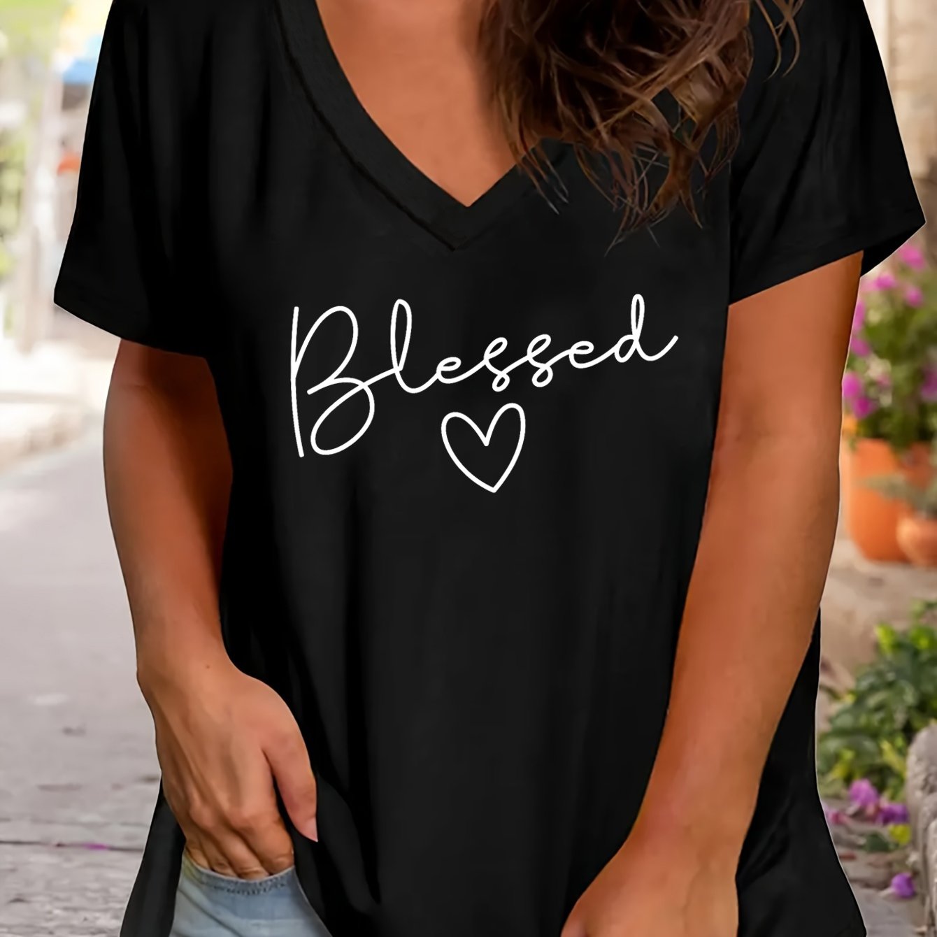 Blessed Plus Size Women's Christian V Neck T-Shirt claimedbygoddesigns