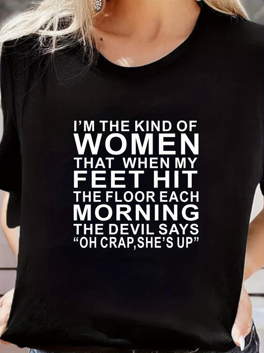 When My Feet Hit The Floor The Devil Says OH Crap Women's Christian T-shirt claimedbygoddesigns