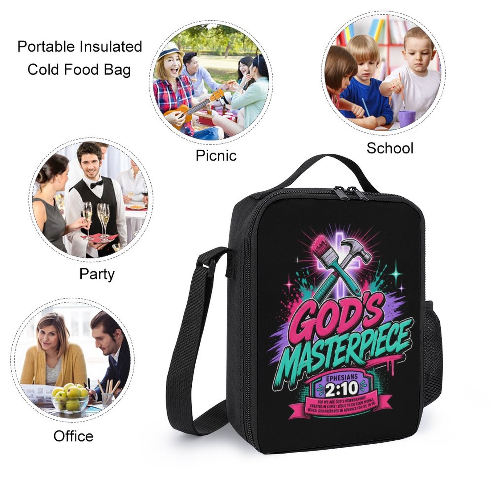 God's Masterpiece Christian 3 PCS Bag Set (Backpack, Lunch Bag and Pencil Case) - ClaimedbyGodDesigns