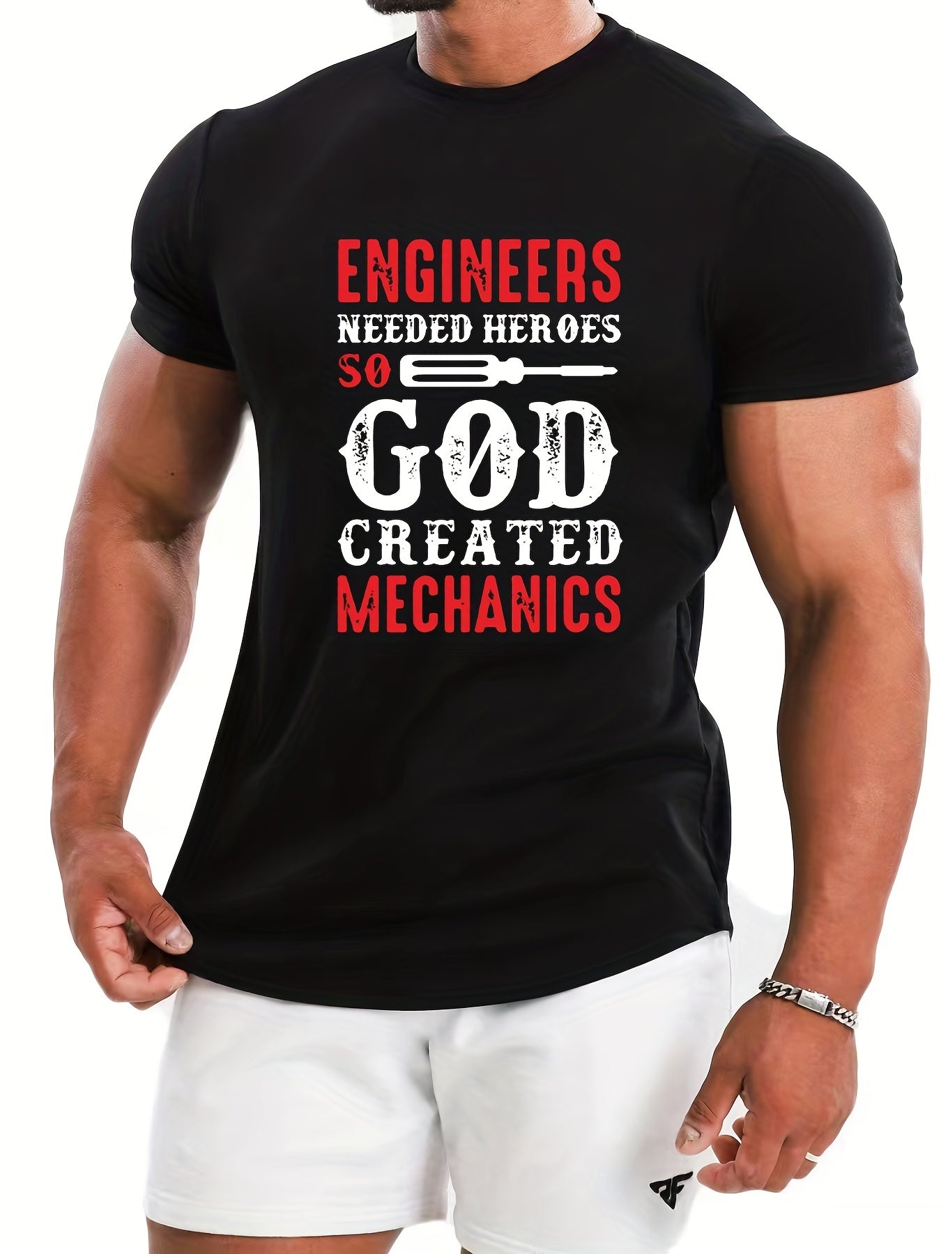 Engineers Needed Heroes GOD CREATED MECHANICS Men's Christian T-shirt claimedbygoddesigns