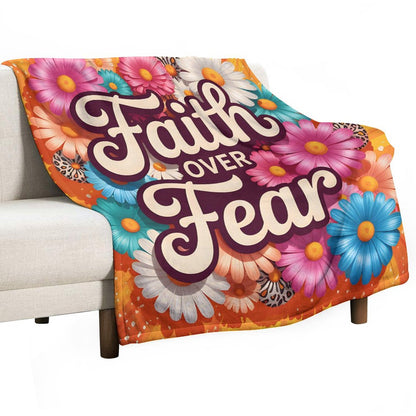 Faith Over Fear Christian Flannel Throw Blanket