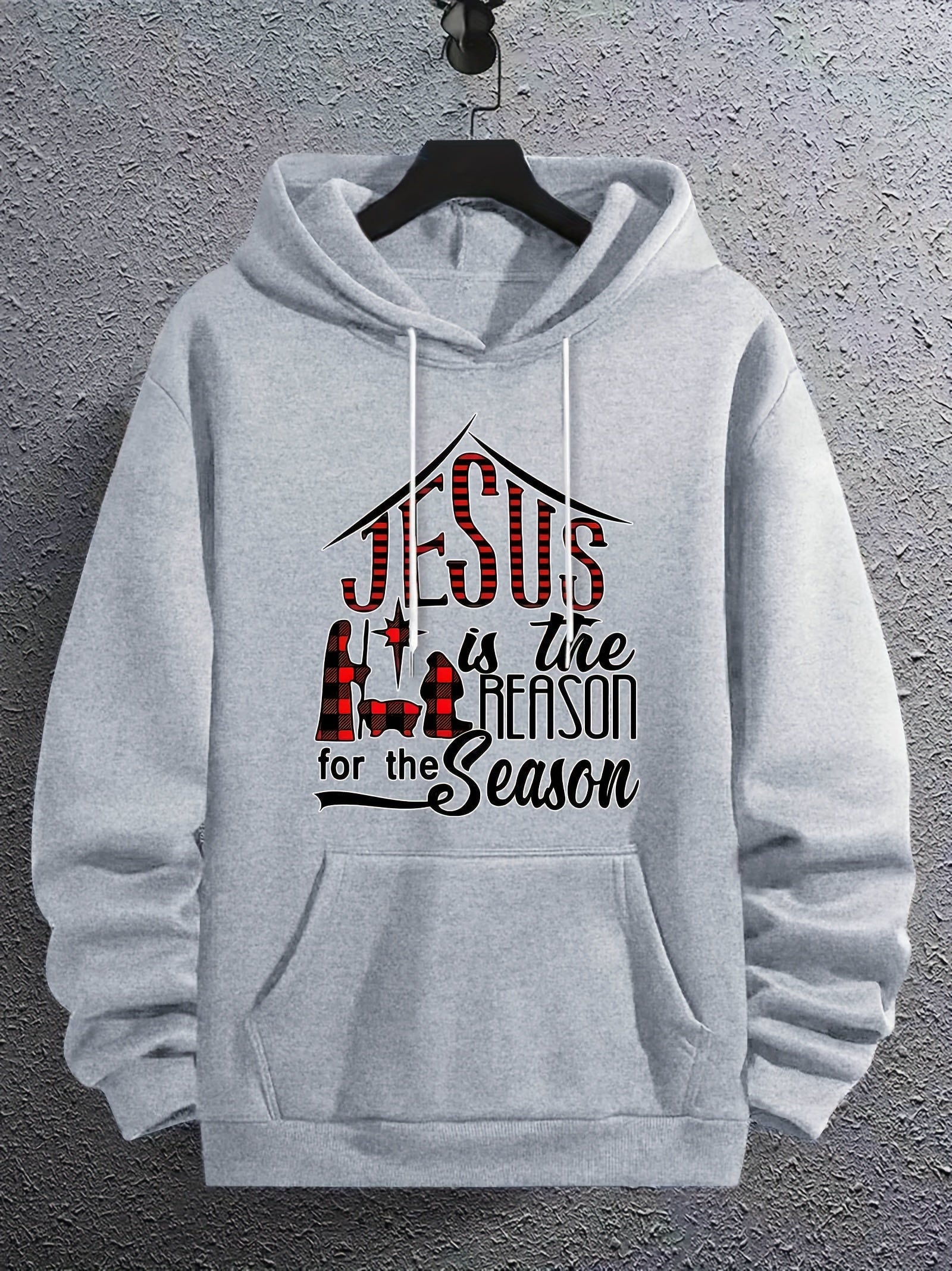 JESUS Is The Reason For The Season (Christmas Themed) Men's Christian Pullover Hooded Sweatshirt claimedbygoddesigns