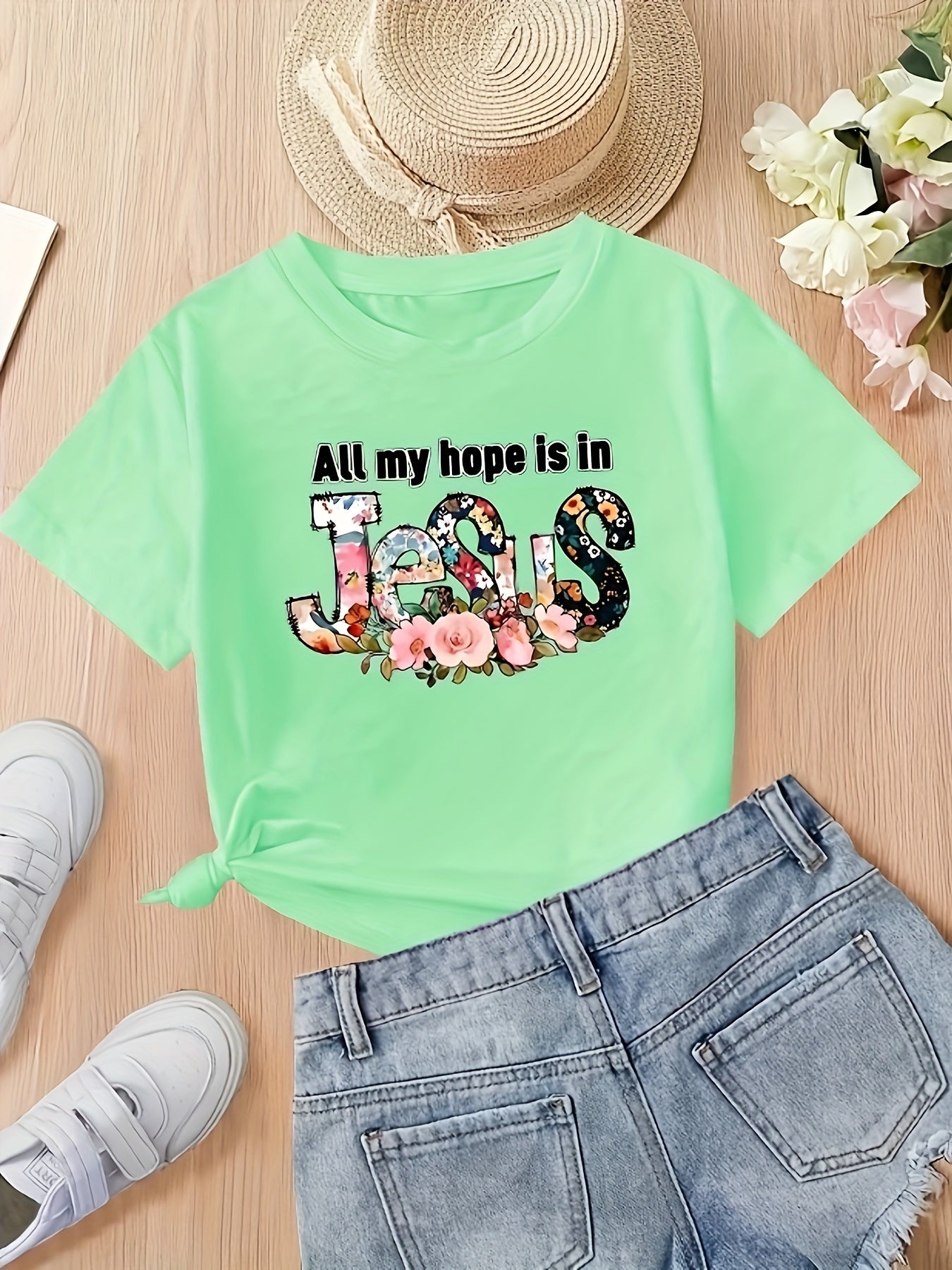 ALL MY HOPE IS IN JESUS Youth Christian T-shirt claimedbygoddesigns