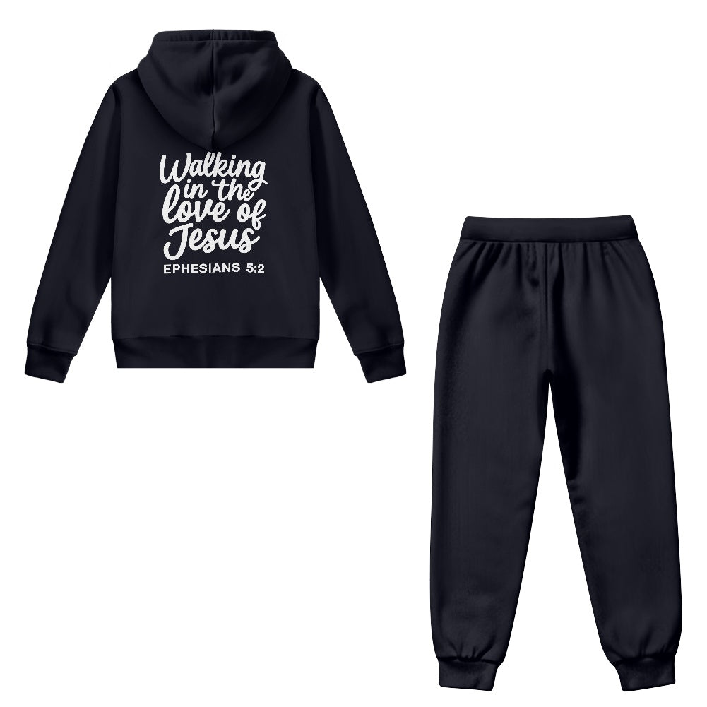 Walking In His Love Youth Christian Zippered Sportswear Outfit - ClaimedbyGodDesigns