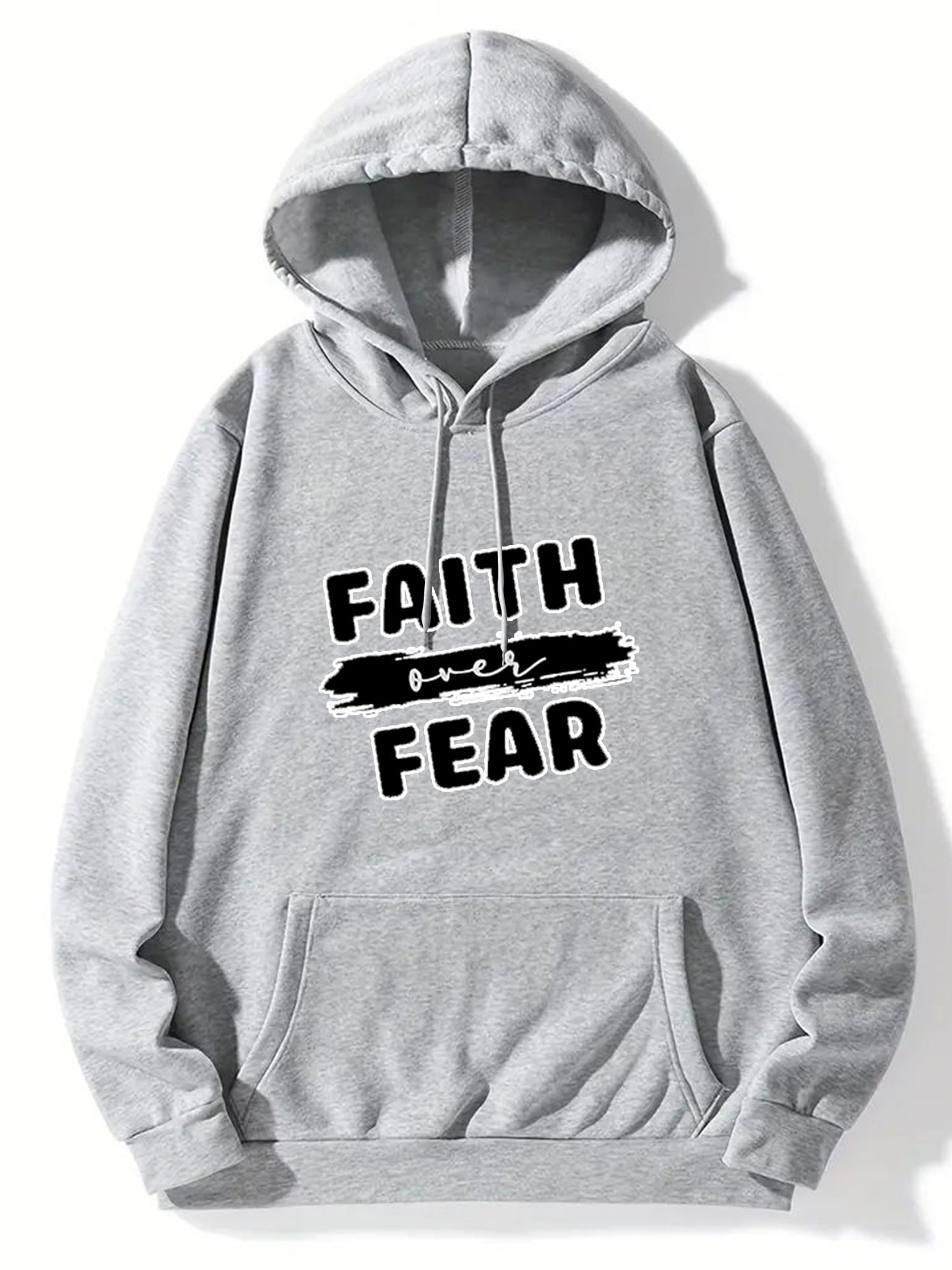 FAITH OVER FEAR Men's Christian Pullover Hooded Sweatshirt claimedbygoddesigns