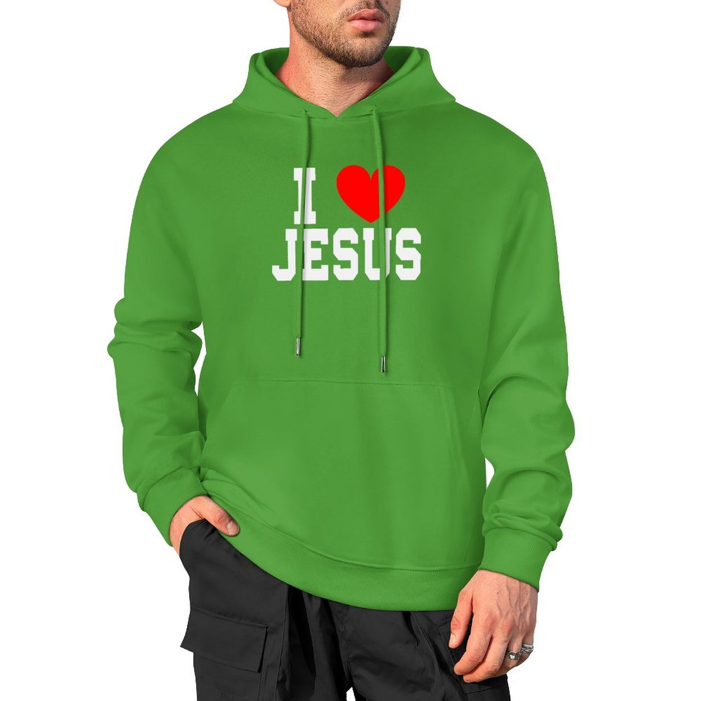 I Love Jesus Men's Christian Hooded Pullover Sweatshirt