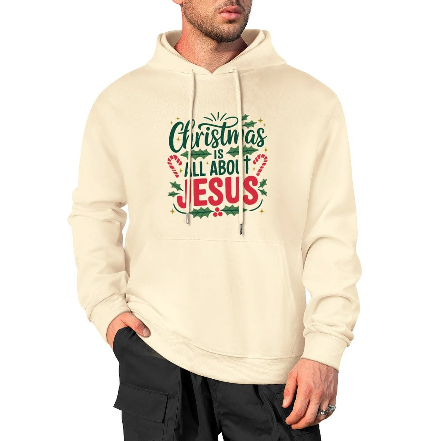 Christmas Is All About Jesus Men's Christian Pullover Hooded Sweatshirt