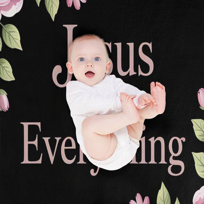 Jesus Is My Everything Christian Flannel Throw Blanket