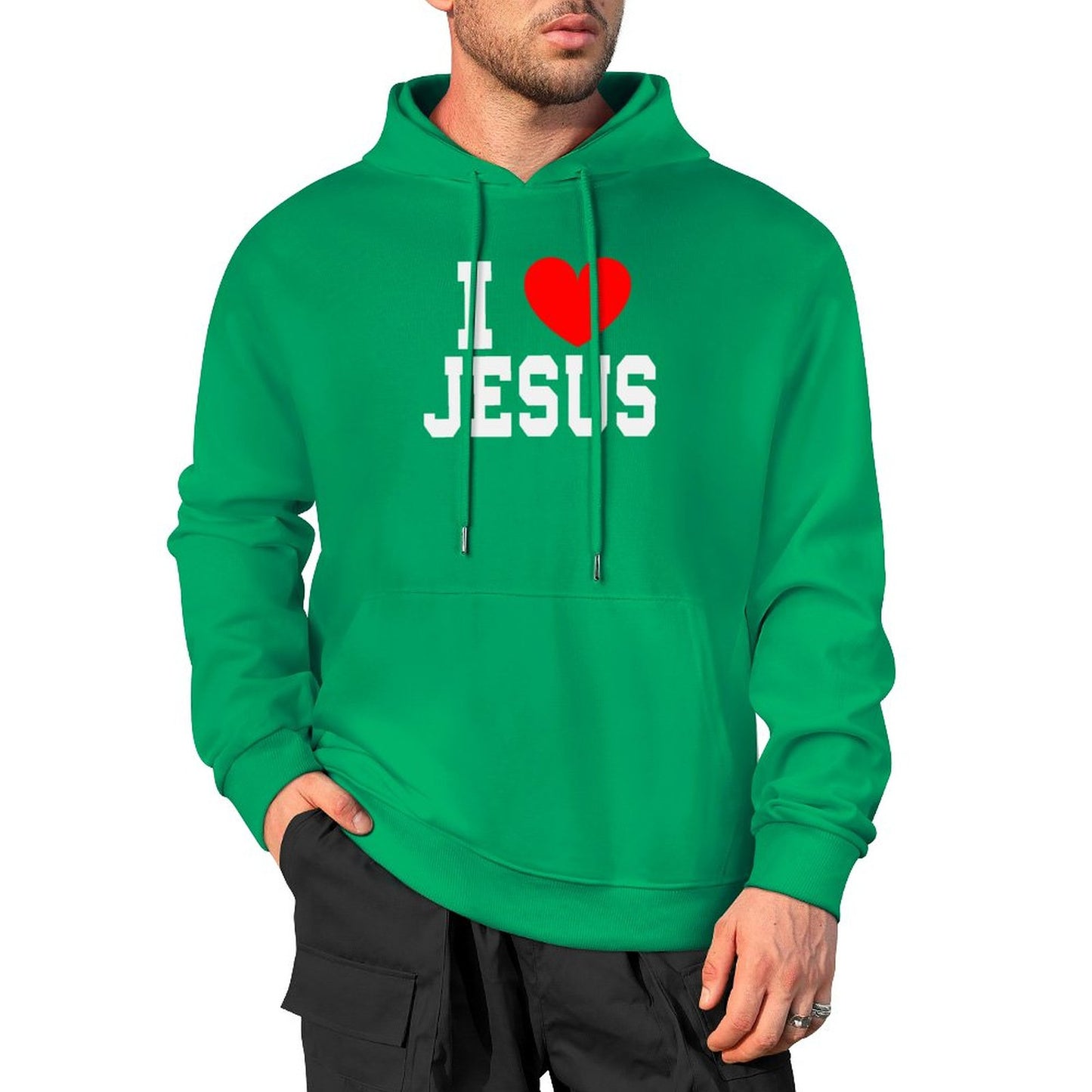 I Love Jesus Men's Christian Hooded Pullover Sweatshirt