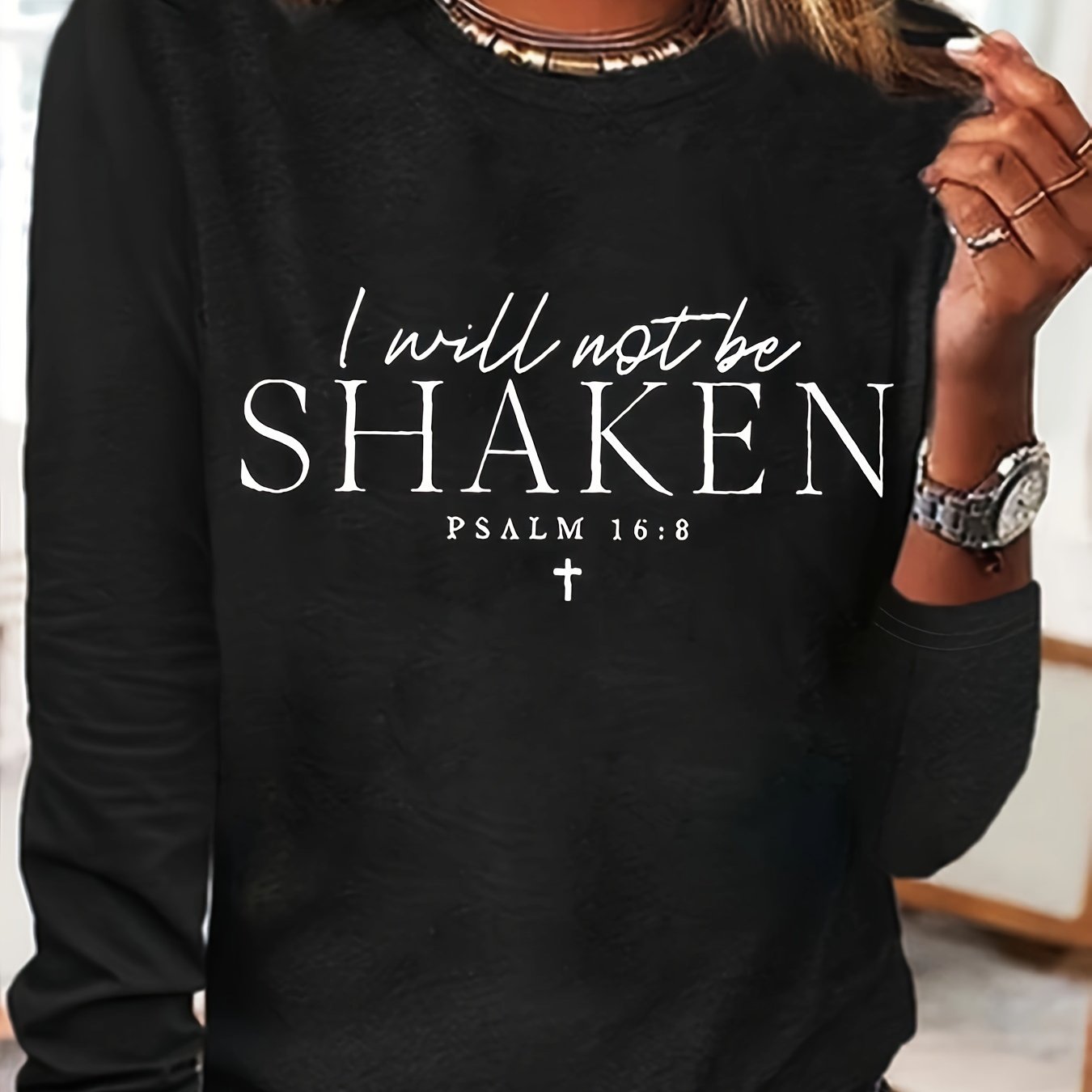 I Will Not Be Shaken Women's Christian Pullover Sweatshirt claimedbygoddesigns