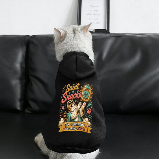Saint Of Snacks Christian Pet Hooded Pullover Sweatshirt Cat Hoodie Warm, Soft & Breathable - ClaimedbyGodDesigns