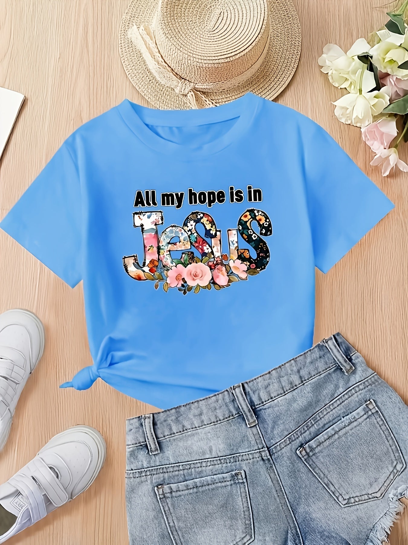 ALL MY HOPE IS IN JESUS Youth Christian T-shirt claimedbygoddesigns